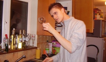 Andy Holland washing up at Claremont Road, Leamington Spa - November 2006